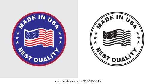 made in USA vector stamp. badge with USA flag