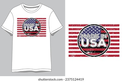 Made in USA vector White T shirt Design