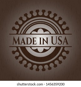 Made in USA wood emblem. Vintage. Vector Illustration.