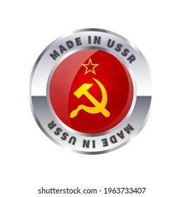 Made in USSR with flag badge on white