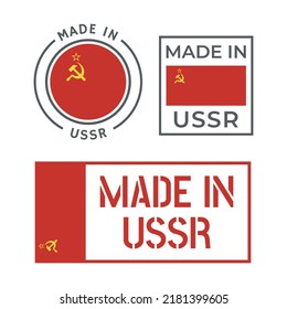 Made In USSR Icon Set, Soviet Union Product Labels