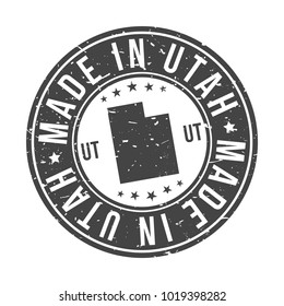 Made in Utah State USA Quality Map Original Stamp. Design Vector Art Seal Badge illustration Mail. 