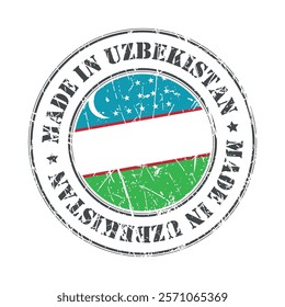 Made in Uzbekistan stamp scratched flag badge logo vector illustration