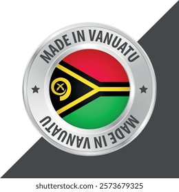 Made in Vanuatu badge logo flag sticker 3d vector illustration isolated on white