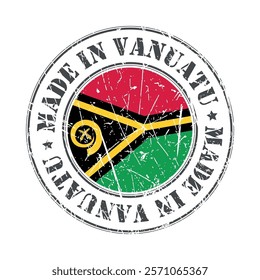 Made in Vanuatu stamp scratched flag badge logo vector illustration