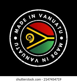 Emblema de texto fabricado en Vanuatu, fondo conceptual