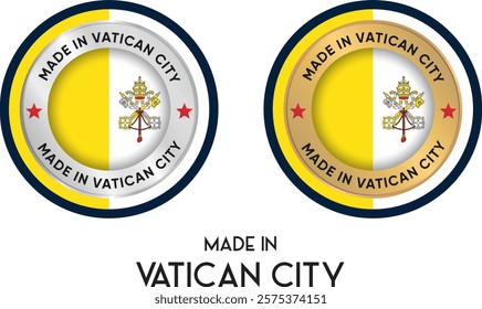 Made in Vatican City. Premium labels, stickers, pointer, badge and symbol of Vatican City flag icon. Collection vector illustration