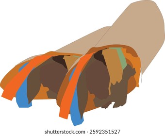I made a vector illustration of a Turkish kebab containing meat, eggs and vegetables.