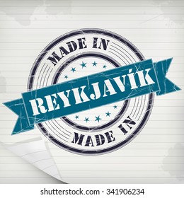Made in ReykjavÃ­k vector rubber stamp on grunge paper 