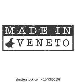 Made In Veneto Italy. Stamp Rectangle Map. Logo Icon Symbol. Design Certificated Vector.