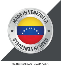 Made in Venezuela badge logo flag sticker 3d vector illustration isolated on white