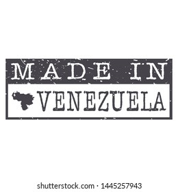 Made In Venezuela. Stamp Rectagle Map. Logo Icon Symbol. Design Certificated.