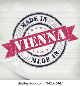 Made in Vienna vector rubber stamp on grunge paper
