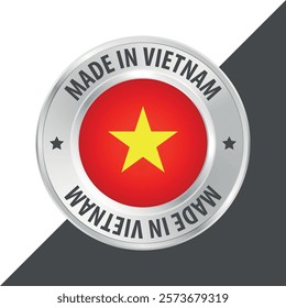 Made in Vietnam badge logo flag sticker 3d vector illustration isolated on white