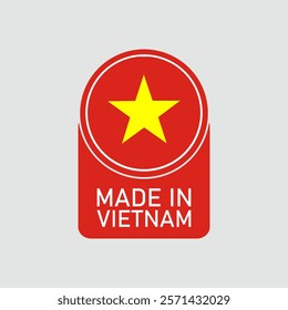 Made in vietnam with flag. Vector circle symbol. Stamp made in with country flag