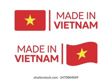 made in Vietnam labels set, Socialist Republic of Vietnam product icons