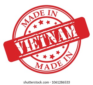 Made in Vietnam red rubber stamp illustration vector on white background