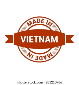 Made in Vietnam - Round red rubber stamp design isolated on white background. vector illustration vintage texture. Vector illustration