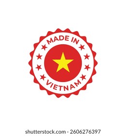 made in vietnam vector round badge design with national flag
