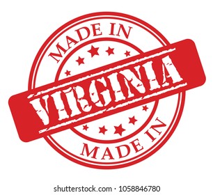 Made in Virginia red rubber stamp illustration vector on white background