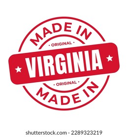 Made In Virginia Stamp Logo Icon Symbol Design. Seal National Original Product Badge. Vector Illustration