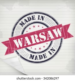 Made in Warsaw  vector rubber stamp on grunge paper 
