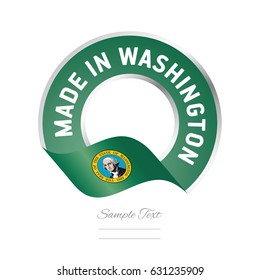 Made in Washington flag green color label logo icon