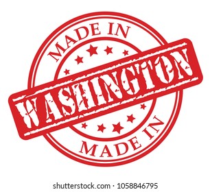 Made in Washington red rubber stamp illustration vector on white background