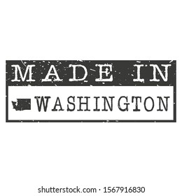 Made In Washington. Stamp Rectangle Map. Logo Icon Symbol. Design Certificated.