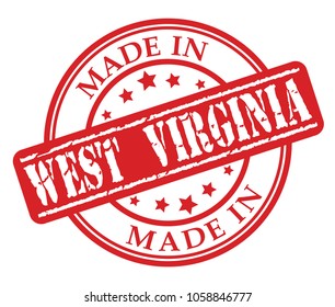 Made in West Virginia red rubber stamp illustration vector on white background