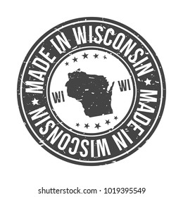 Made in Wisconsin State USA Quality Original Stamp Design Vector Art Seal Badge Illustration Mail.