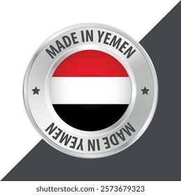 Made in Yemen badge logo flag sticker 3d vector illustration isolated on white