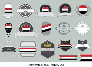 Made in Yemen Seal, Yemeni Flag (Vector Art)