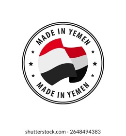 Made in Yemen stamp, sticker. Vector illustration.
