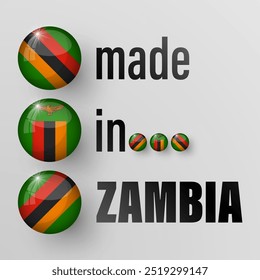 Hecho en Zambia gráfico y etiqueta. Elemento de impacto para el uso que desea hacer de él.