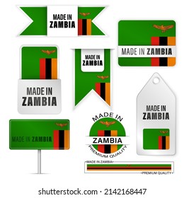 Made in Zambia graphics and labels set. Some elements of impact for the use you want to make of it.