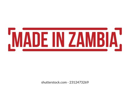 Made in Zambia stamp red rubber stamp on white background. Made in Zambia stamp sign. Made in Zambia stamp.