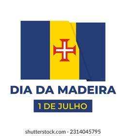 Madeira Day banner in Portuguese. Holiday celebration on July 1. Vector template for typography poster, flyer, greeting card, etc.