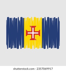 Madeira flag with brush stroke vector Illustration