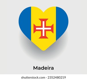 Madeira flag heart shape country icon vector illustration