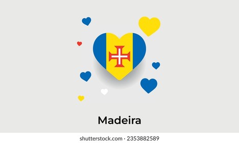 Madeira Flagge Herzform Land Symbol Vektorgrafik