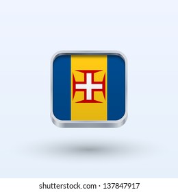 Madeira flag icon square form on gray background. Vector illustration.