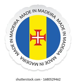 Madeira Flag .Made in Madeira a white background.Vector