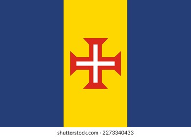 Madeira flag vector illustration isolated. National symbol of Portugal island in Atlantic ocean. Autonomous province of Portugal.