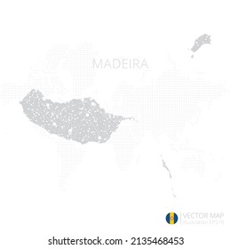 Madeira grey map isolated on white background with abstract mesh line and point scales. Vector illustration eps 10