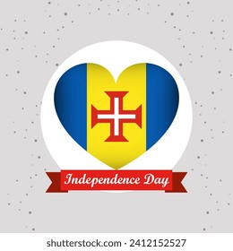 Madeira Independence Day With Heart Emblem Design