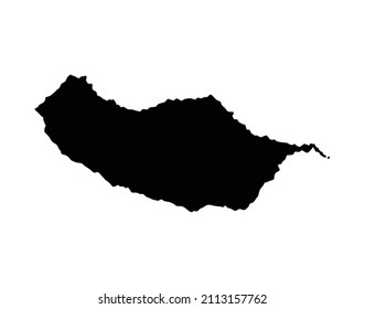 Madeira island map silhouette. region, territory, black shape style illustration. Good use for symbol, icon, logo, mascot, or any design you want.