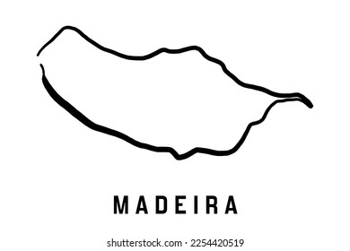 Madeira island map simple outline. Vector hand drawn simplified style map.