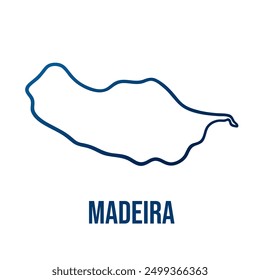 Madeira island of Portugal smooth blue map