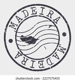 Madeira Islands, Portugal Stamp Map Postal. Silhouette. Passport Round Design. Vector Icon. Design Retro Travel National Symbol.